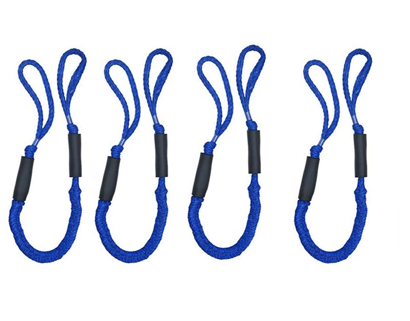 Jranter Bungee Cord Rope Dock Lines Stretches Shock Absorbs Marine Mooring Rope 4ft Dark Blue 4 Pack - Image 1